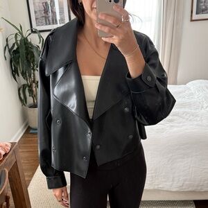 We The Free - Free People - Faux Black Leather Jacket sz S